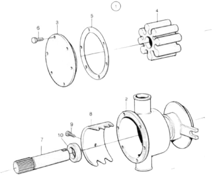 Raw Water Pump Repair Kit with Impeller for Marine Diesel Engine Cooling System Replacement