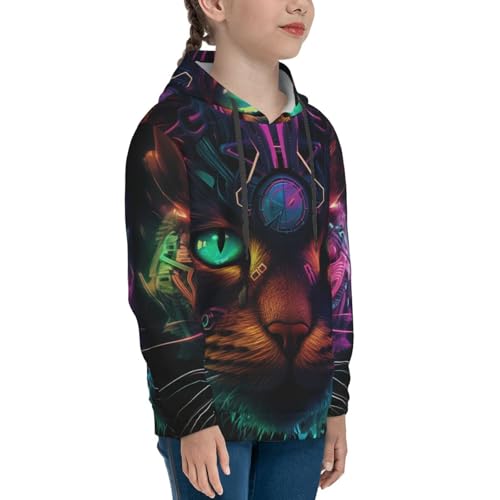 Futuristic Cat Warrior Hoodies for Teen - Clothes Size Youth Pullover Hoodies & Sweatshirts with Pocket4
