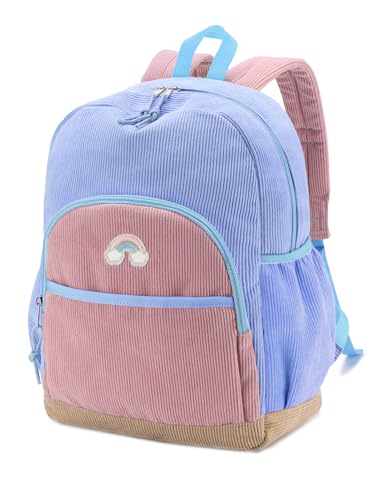 Cartable fille primaire en velours rose et bleu avec sangle de poitrine confort