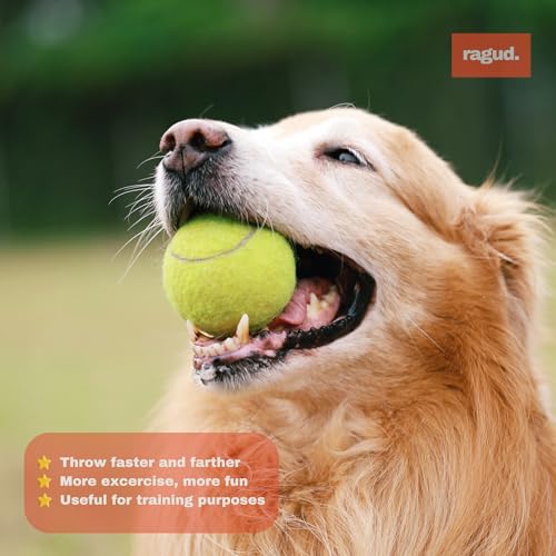 Ballwerfer Für Hunde - Hundespielzeug Set Mit 3 Bälle, Blau, 36 cm Lang. Praktisch und Hygienisch. Ballschleuder Für Hunde - Wurfspielzeug Zum Einfachen Apportieren Und Werfen Von Bällen (Kleine)