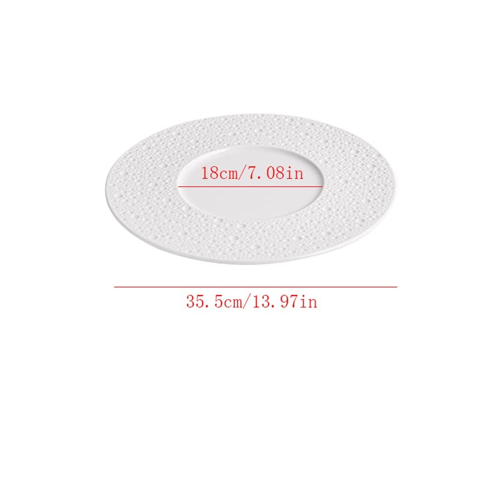 Assiette plate moderne, grande assiette de service, plateau de service, 30-35 cm, en céramique blanche, style western, assiette plate, vaisselle froide, vaisselle d'hôtel, assiettes empilables, dorée