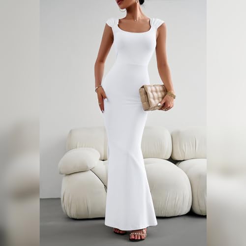 Image of ODIZLI Long Bodycon Dresses For Women Sexy Sleeveless Dress Cap Sleeve Maxi Cami Dresses for Women
