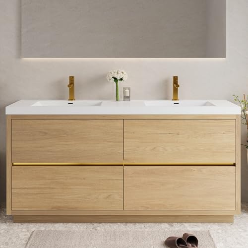 WELERONY 72" Bathroom Vanity with Double Sink, Freestanding Vanity Cabinet
