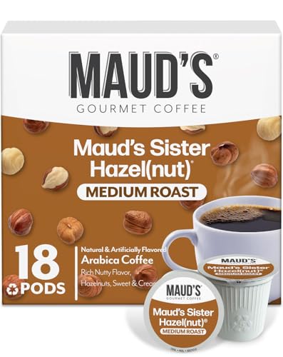 Image of Maud's Sweet Hazelnut Flavored Coffee Pods, 18ct | Medium Roast Flavored Coffee in Single Serve Pods - Compatible with Keurig Coffee Makers