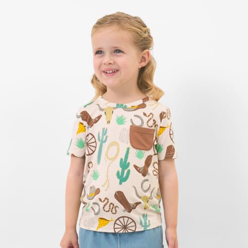 Little Sleepies Short Sleeve Relaxed Pocket T-Shirt, Viscose from Bamboo, Toddler Girls & Boys Shirts, Toddler Clothes, Ready to Rodeo, 4T by Little Sleepies - Used condition - Image 3