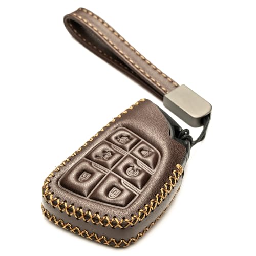 Étui clé cuir GMC Yukon Chevrolet Suburban 2021-2022 coque marron 6 boutons