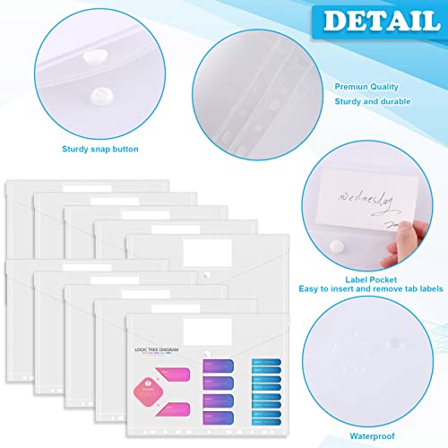 30Pack Binder Pockets,11 Holes Binder Folders Side Loading,Poly Binder Pocket,Plastic Envelopes Poly Envelopes,Clear Document Folders For School And Office Supplies #TOP2