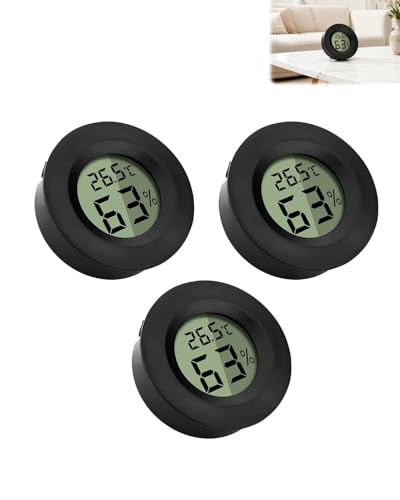 Lot de 3 Mini Thermomètres Hygromètres, Digital LCD Température Humidité Portable Thermo Indicateur pour Intérieur, Serres, Terrariums, Valises de Guitare, Incubateurs et Verre