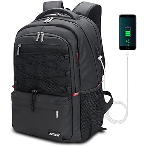 Urtala Laptop Backpack, Travel Laptop Rucksack Bags Women Men for Business, Boys Girls School Bag Anti-Theft Water Resistant Computer Backpacks with USB Charging Port , Black Cover