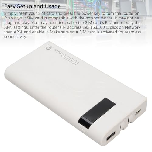 Image of Unlocked 4G LTE Portable WiFi Hotspot Router with Long Lasting Battery for Travel Gaming Outdoor Activities for Smartphones Tablets Laptops White 5.75x2.76x0.75in