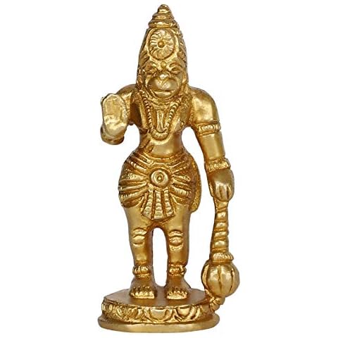 GURU JEE Brass Statue Hanuman Murti For Home Decor Pooja Mandir Small Religious Gift Item Cover