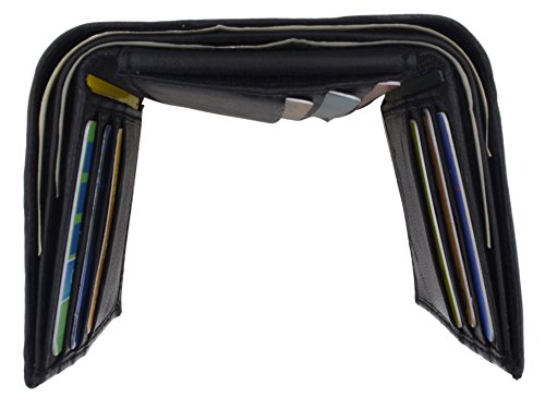 Men's Lambskin Leather Trifold Center Flap Double ID Credit Card Holder Wallet4