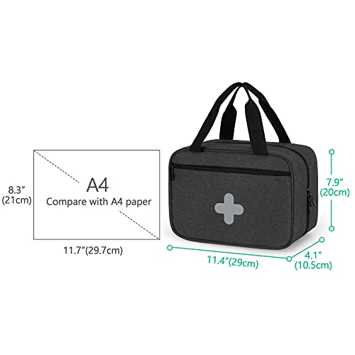 Image of CURMIO Empty First Aid Kits Case, Portable Emergency Kit Organizer, Black | Medical Bag for Emergency Supplies and Pill Bottles, Large Capacity, for Hiking, Camping, Car, Travel, Home and Outdoor
