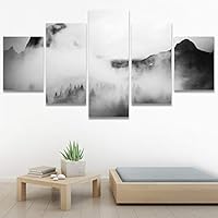 SIGNWIN 5 Panel Canvas Wall Art Foggy Scenery for Home Decorations Ready to Hang - 60
