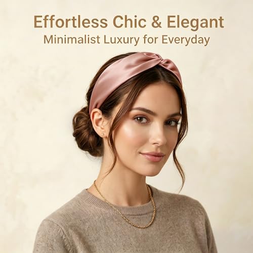 Image of ZLYC Mulberry Silk Headband for Women's Hair, Solid Luxury Coral