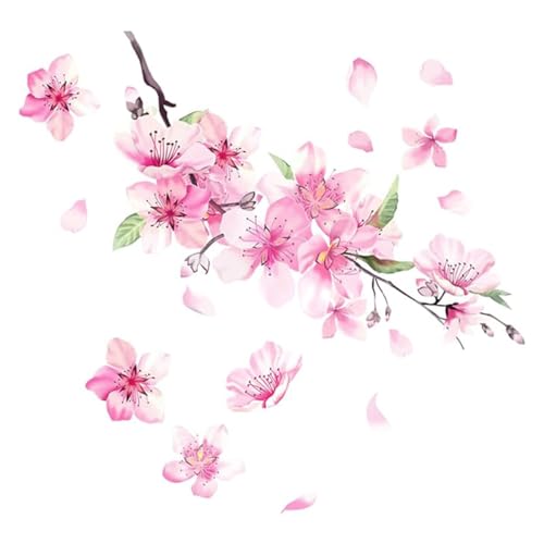 Cherry Blossom Car Sticker Decal, Vinyl Scratch Cover Pink Flower Car Sticker, Auto Bumper Decal, Car Decoration Accessories, Suitable for Car Motorcycle Home Decor