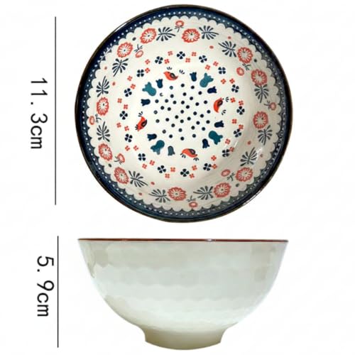 Image of 6-Piece Ceramic Dinner Set, 2 Plates & 4 Bowls, Microwave Safe, Dishwasher Safe, Floral Dinnerware (Bohemian Garden Collection, 2 Plate & 4 Bowl Set)