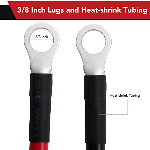 Lotfancy 6 Awg 20 Inches (Each) Battery Cables Set With Terminals, 3/8-Inch Lugs (Positive And Negative) For Motorcycle, Automotive, Marine, Solar, Atv, Rv, Mower, Oxygen-Free #TOP2