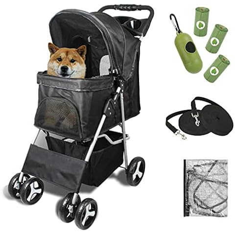 Folding Pet Stroller with Rain Cover Cover