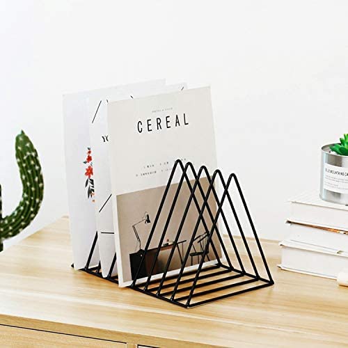 Namani Triangle Magazine Newspaper File Organizer Rack Desktop Iron Book Record Holder Storage Organizer Bookshelf for Home School Office Decor (Black-01)-picture-10
