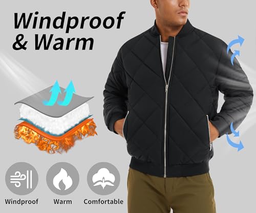 MAGNIVIT Men's Bomber Jacket Winter Fall Quilted Puffer Jacket Warm Padded Coats2