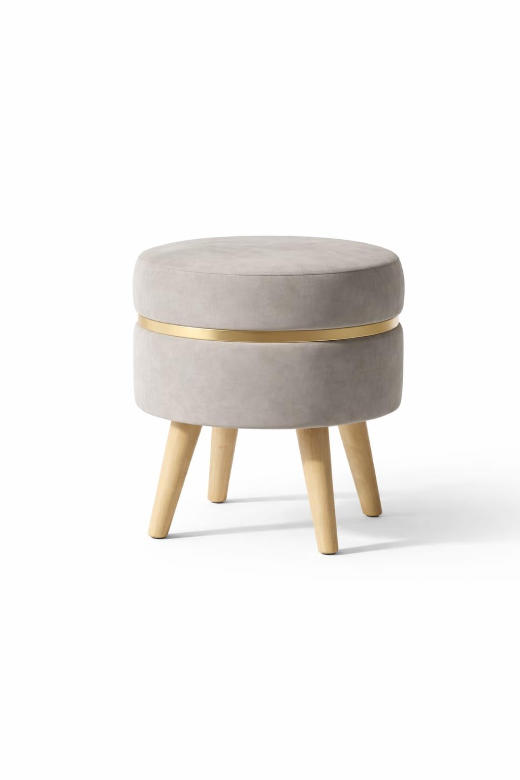 Premium Round Ottoman Stool for Home & Living Room | Strong Wooden Legs | Multipurpose Seating, Footrest & Side Table (Gry)-picture-28
