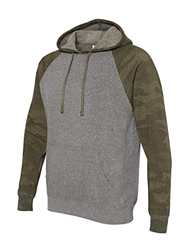 Independent Trading Co. - Special Blend Raglan Hooded Sweatshirt - PRM33SBP - L - Nickel Heather/Forest Camo