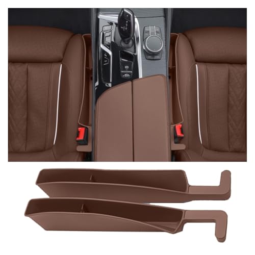 Berylins Seat Gap Storage Box for Your Car,Trucks, Auto Seat Gap Filler Organizer 2 Pack, Fill the Gap Space Between the Console and Side Seats, Universal Car Accessories Gap Storage Organizer, Brown