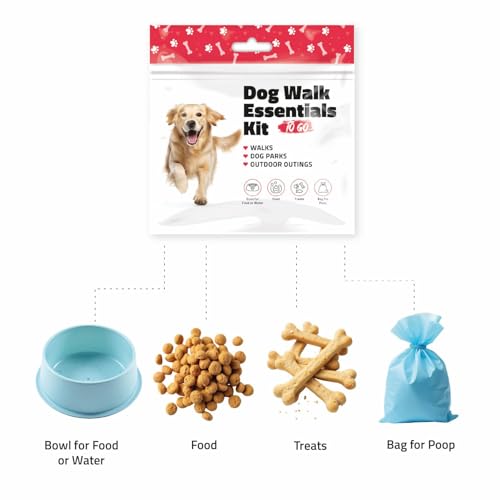 Dog Walking Essentials Kit – Travel Pack with Disposable Bowl, Dog Food, Treats & Waste Bag – Pet Supplies for Walks, Camping & On-the-Go Use (Purple) (1)