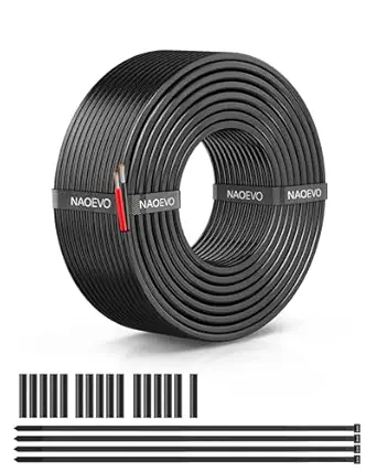 NAOEVO 20 Gauge Wire 2 Conductor Electrical Wire, 20 AWG Stranded PVC Cord, 12V Low Voltage/Tinned Copper/Flexible Cable for Automotive Wiring, Lamp Cord, Marine Cable (30FT)