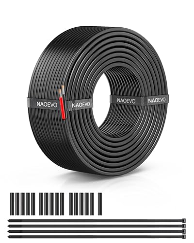 NAOEVO 20 Gauge Wire 2 Conductor Electrical Wire, 20 AWG Stranded PVC Cord, 12V Low Voltage/Tinned Copper/Flexible Cable for Automotive Wiring, Lamp Cord, Marine Cable (30FT)