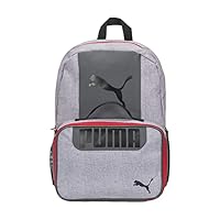 PUMA Big Kids Lunch Box Backpack Combo, Gray/Red, OS