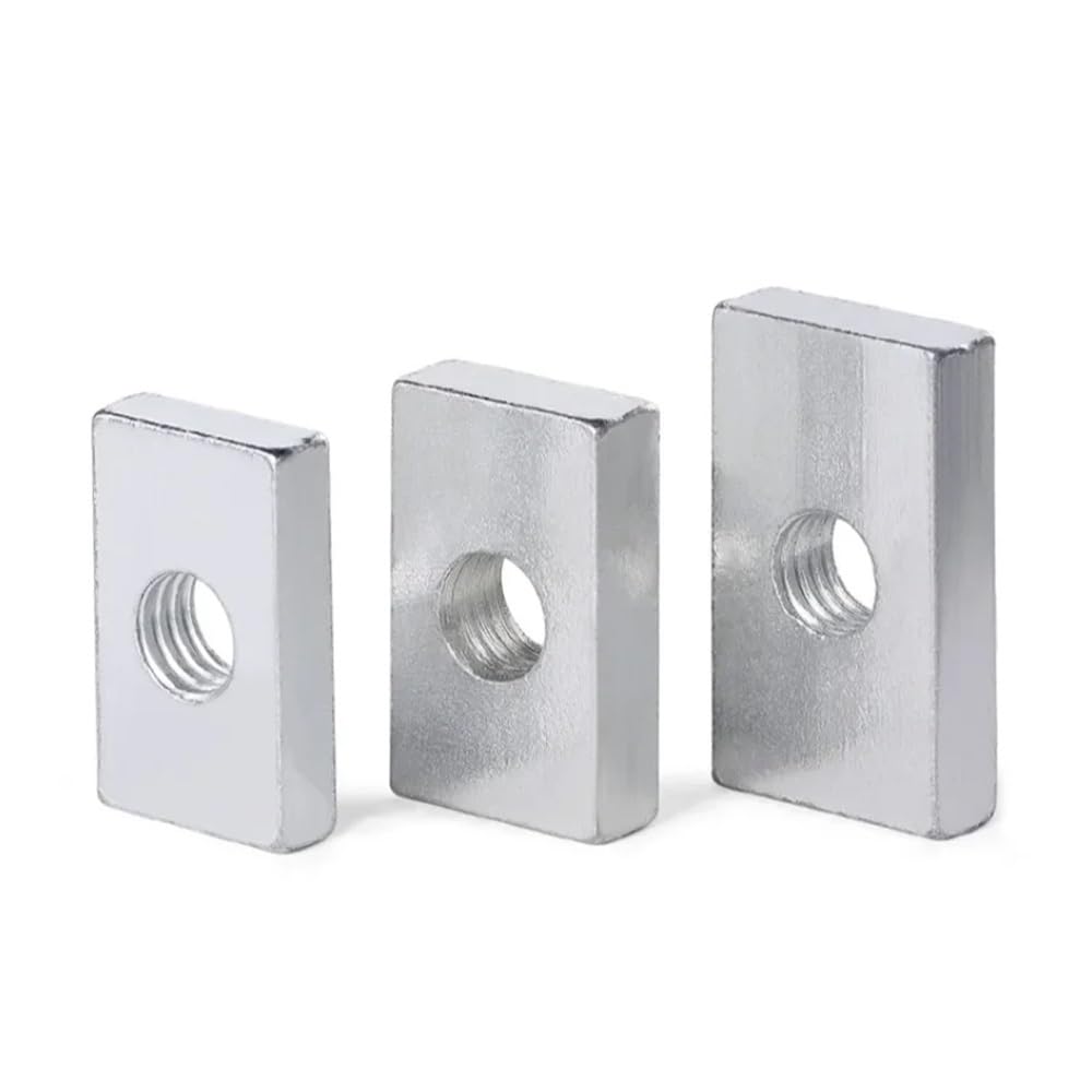 Dado a Mano 5-50 Pezzi M3 M4 M5 M6 M8 Dado Quadrato in Acciaio al Carbonio zincato Dadi rettangolari Dadi a Blocco Scorrevole Sottile Accessorio per Profilo in Alluminio(M5x7x10x3mm-50pcs)