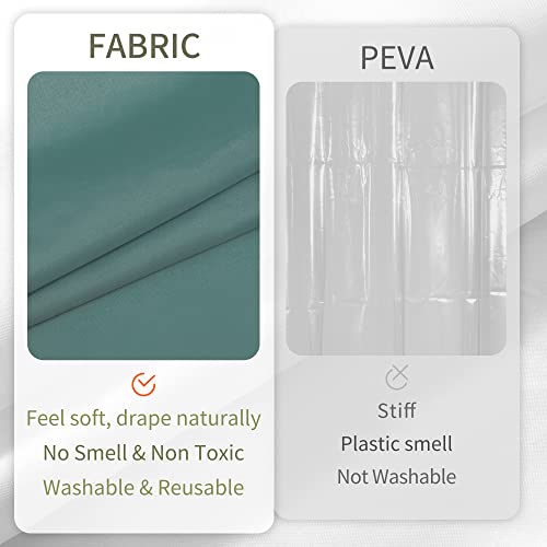 Image of ALYVIA SPRING Extra Long Waterproof Fabric Shower Curtain Liner Teal, 72x84 | 3 Magnets, Soft Cloth & Hotel Quality, Machine Washable, Light-Weight, Extra Long Size