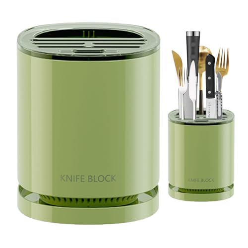 ナイフホルダー - キッチンデビルナイフ、キッチンナイフホルダー、水切りトレイ付き360度回転調理器具オーガナイザーキャディ、キッチンカトラリーホルダー、はさみ、スパ??チュラ、箸用キッチンデビルナイフ