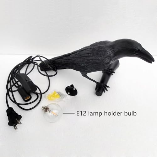 Image of NorDiem Crow Wall Lamp, Unique Gothic Raven Birds Wall Sconce Light for Bedside Bedroom Living Room Farmhouse Decor (Left Black Wall Lamp)