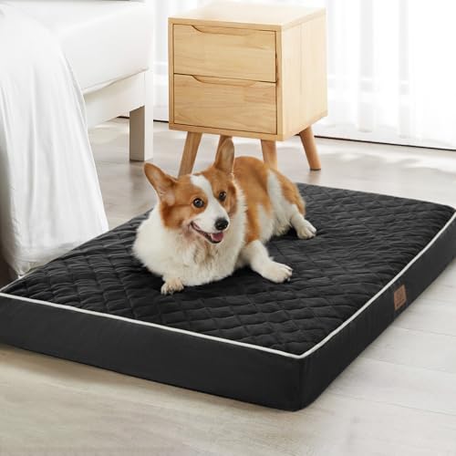 Image of WNPETHOME Orthopedic Big Dog Beds Large Sized Dog, Waterproof Extra Large Dogs Bed with Removable Washable Cover, Multi-Needle Quilting Dogs Crate Bed