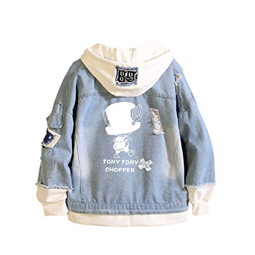 WANHONGYUE One Piece Luffy Anime Chaquetas de Mezclilla Denim