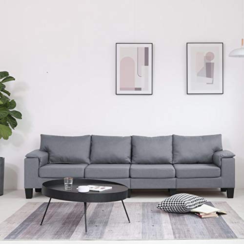 UnfadeMemory Sofá de Salon,Decoración de Hogar Habitación o Oficina,Conciso y Moderno,Tapicería de Tela,Patas de Plástico(Gris Claro, 4 plazas-254x70x75cm)
