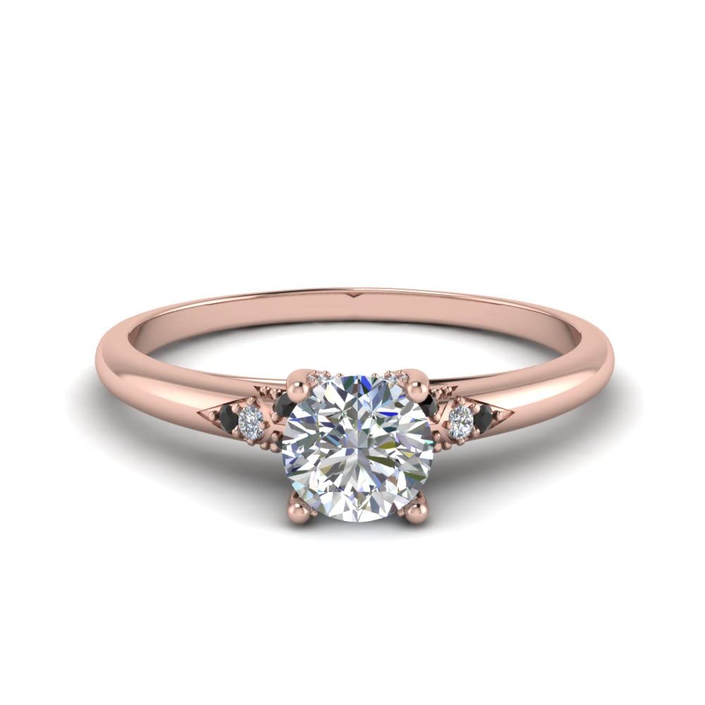 Choose Your Gemstone Petite Dome Engagement Ring Rose Gold Plated Round Shape Petite Engagement Rings Everyday Jewelry Wedding Jewelry Handmade Gifts for Wife US Size 4 to 12