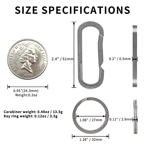 Santree Titanium Carabiner Key Chain Ring Holder For Belt, Quick Release Heavy Duty Belt Loops Clip Car Key Holder For Men Women #TOP1