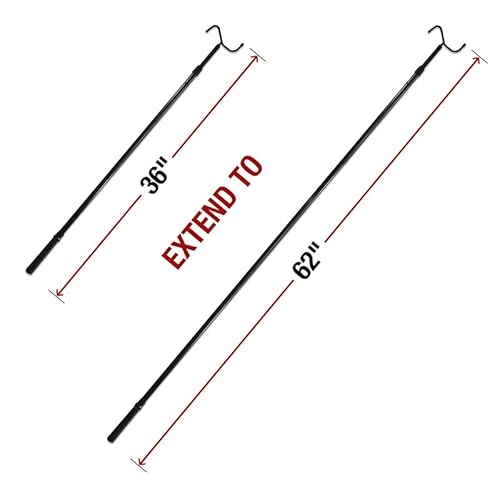 Drapery Pull Rod - The Original 36-62" Universal Telescoping Drapery Pull Rod And Adjustable Curtain Wand For Easier Opening And Back Doubles As A Clothes Hook Hanger For Closet Storage Organization #TOP1