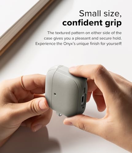 Image of Ringke Onyx Magnetic for AirPods 4 Case Shockproof Non-Slip Texture Cover Anti-Fingerprint Technology Prevents Oily Smudges with Carabiner for Magnetic Charging AirPods 4 Accessories - Warm Gray
