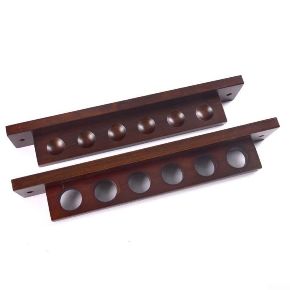 QOXEZY Soporte de madera para tacos de billar de billar montado en la pared con diseño compacto, perfecto para salas de juegos en casa, bares (rojo vino) — view 6