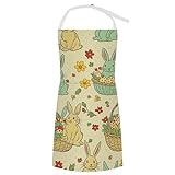 SESLFLKPJK Dog Grooming Wedding Restaurant Kitchen Apron Large Pocket Waterproof Fashion Apron Boys Girls, Easter Rabbit Eggs Art Apron With Roomy Pocket, Easy Care Aprons