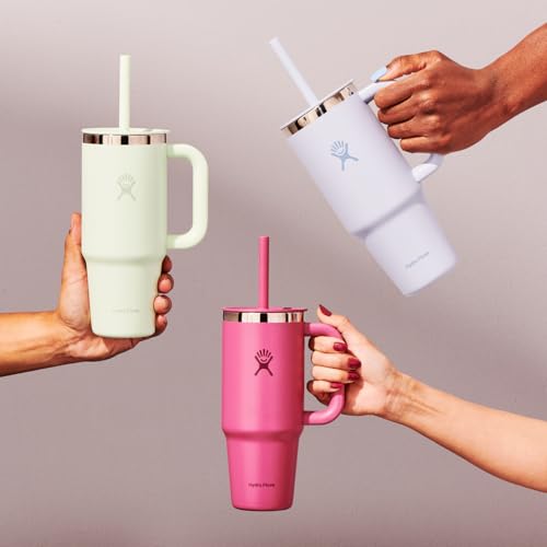 Image of Hydro Flask Travel Tumbler with Handle, Lid and Straw - Insulated Stainless Steel in 24 Oz Tonal Trillium