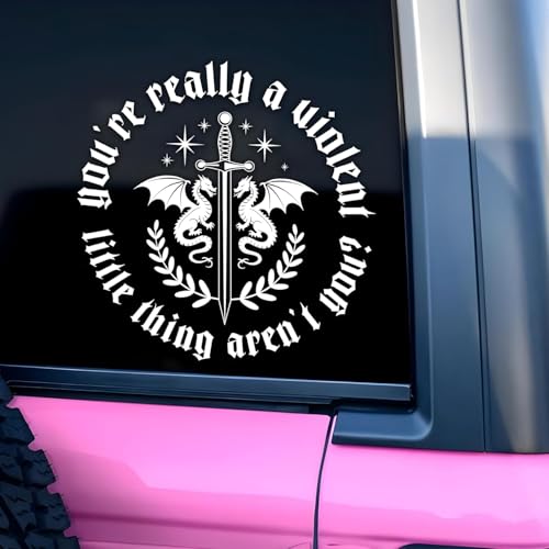 Image of You're Really A Violent Little Thing aren't You Car Decal Other Size Fourth Wing Dragon Mirror Sticker Fantasy Bookish Car Accessories Vinyl Waterproof Bumper Decals Gifts for Mom Dad Friend