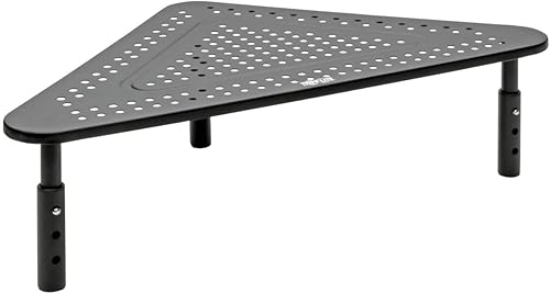 Tripp Lite Soporte para monitor de computadora, soporte de escritorio de esquina para escritorio en forma de L, altura ajustable, 12 x 20 pulgadas,