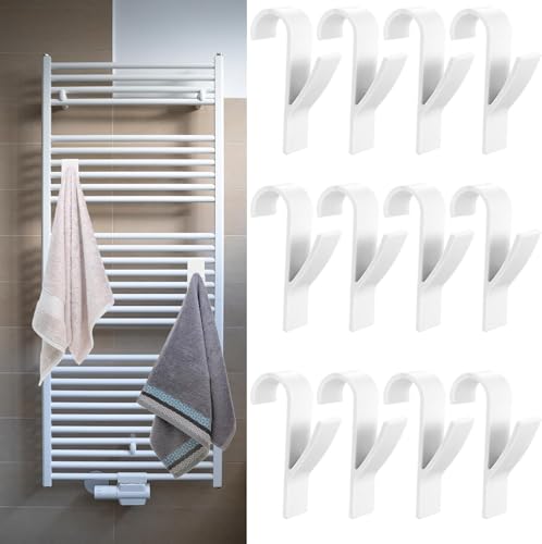 12 Pcs Removable Radiator Towel Hooks - Round Bathroom &