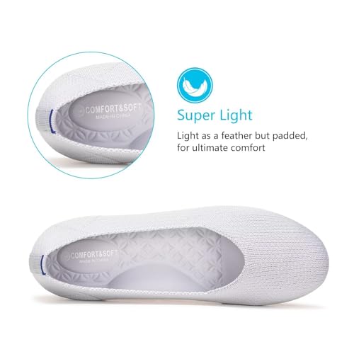Image of Frank Mully Women's Ballet Flat Shoes Knit Dress Shoes Round Toe Slip On Ballerina Flats for Woman Low Wedge Comfort Soft